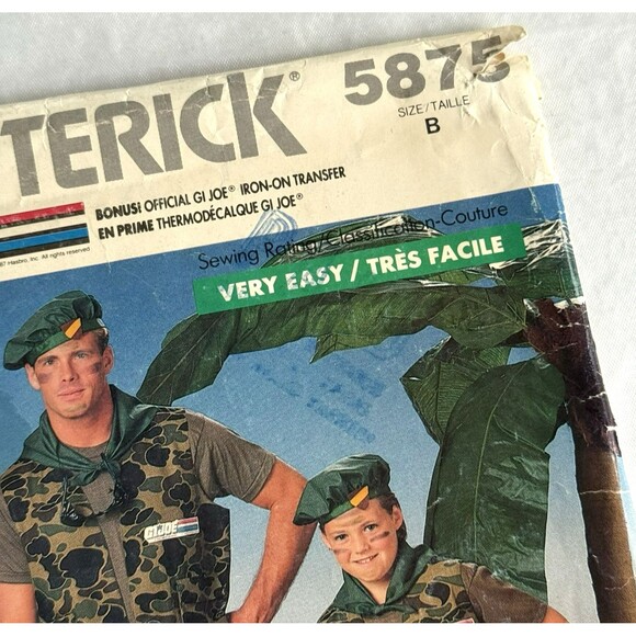 Vtg 80s Boys GI Joe Butterick 5875 Sewing Pattern Halloween Costume Army *READ* - Picture 2 of 6